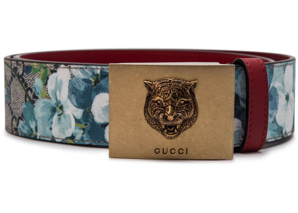 Gucci Blooms Tiger Plaque Belt Blue Multicolor - Preowned