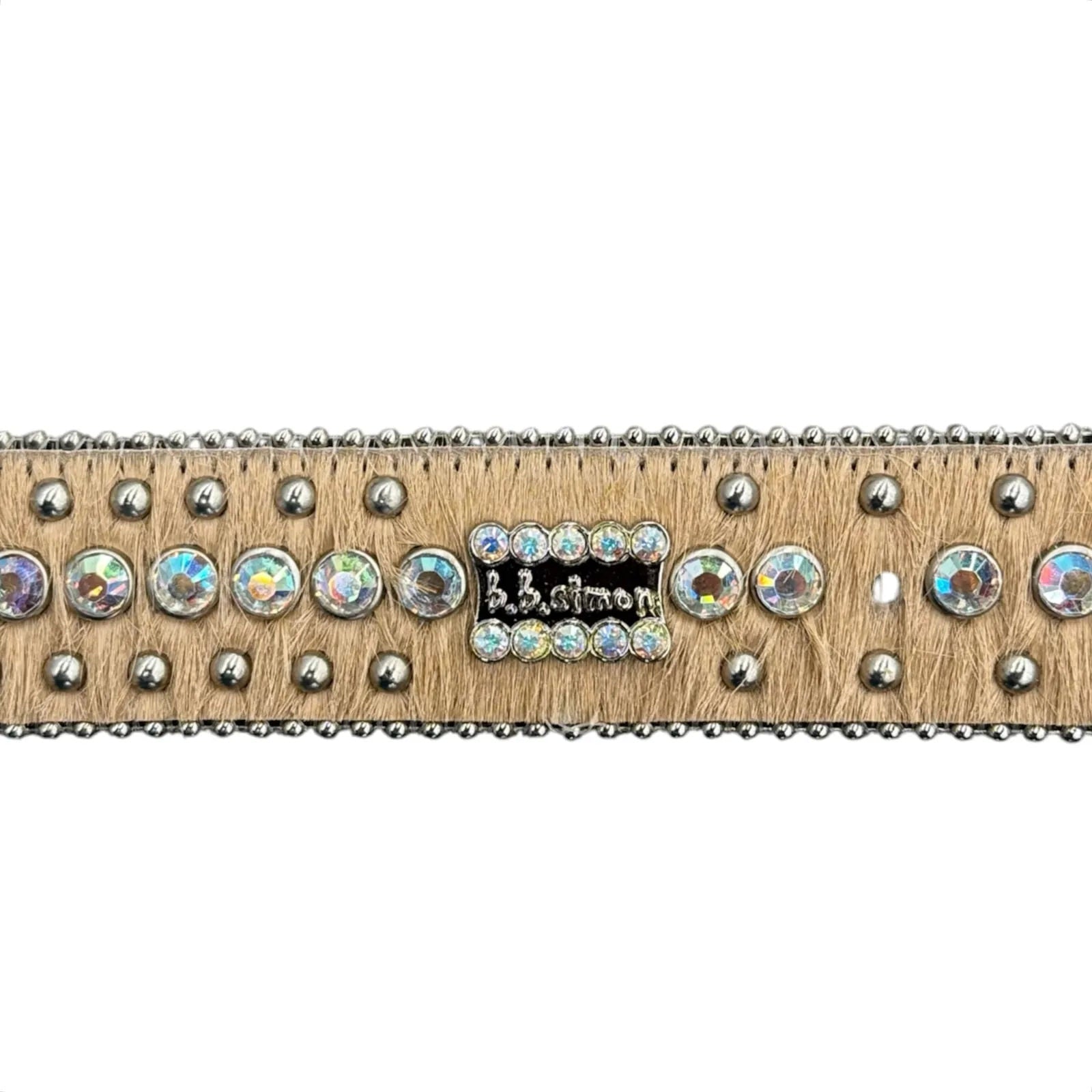 B.B. Simon Studded Fur Belt (Tan) - Preowned
