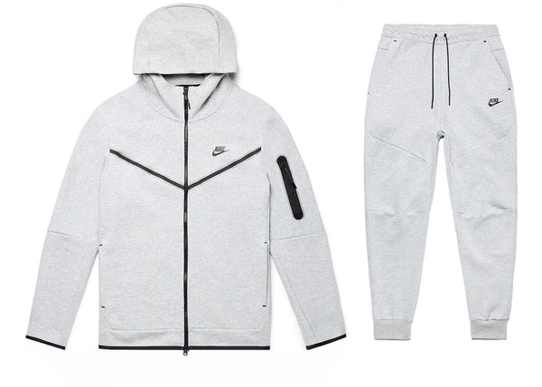 Nike Sportswear Tech Fleece Full Zip Hoodie & Joggers Set Grey