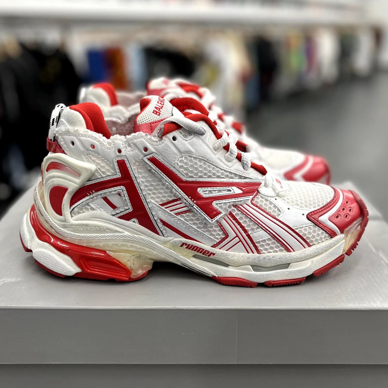 Balenciaga Runner Sneaker White Red - Preowned