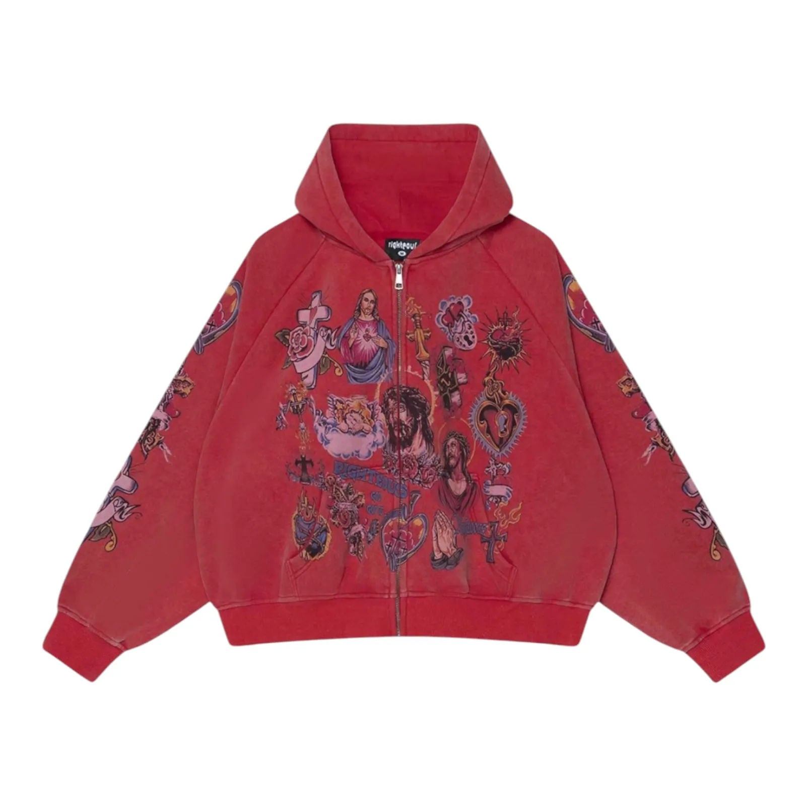 We Are Righteous Risen King Zip Up Hoodie (Red)