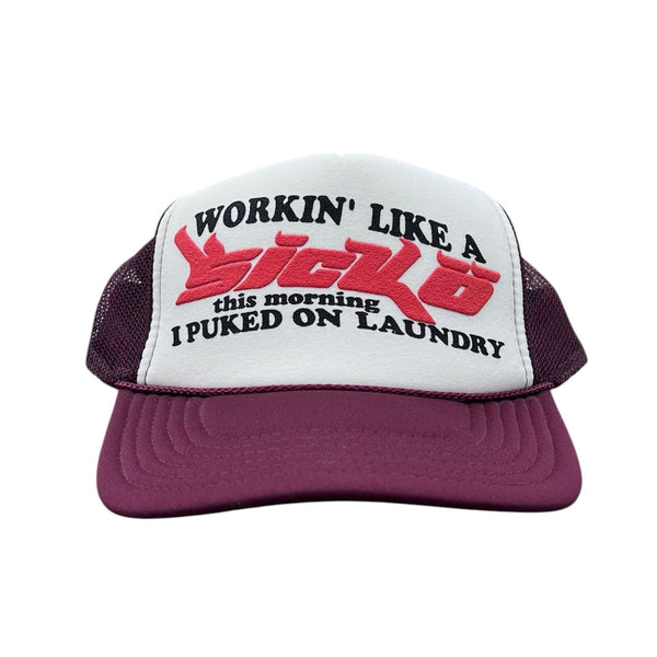 Sicko Laundry Trucker Hat (Burgundy/White)