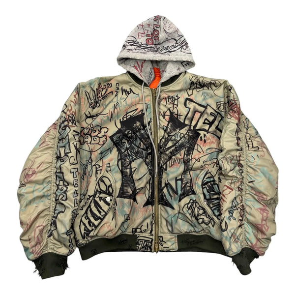 Mowalola NYC Graffiti Bomber (Green) - Preowned