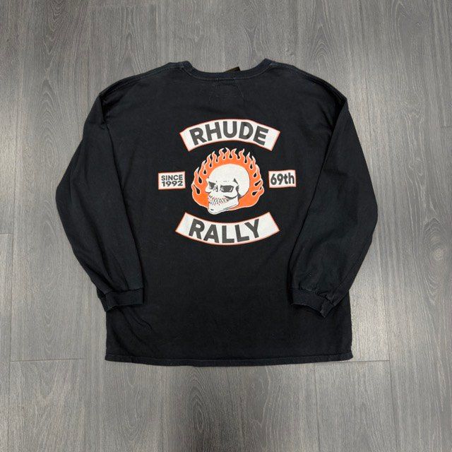 Rhude 92 Rally Long-Sleeve Tee (Vintage Black) - Preowned