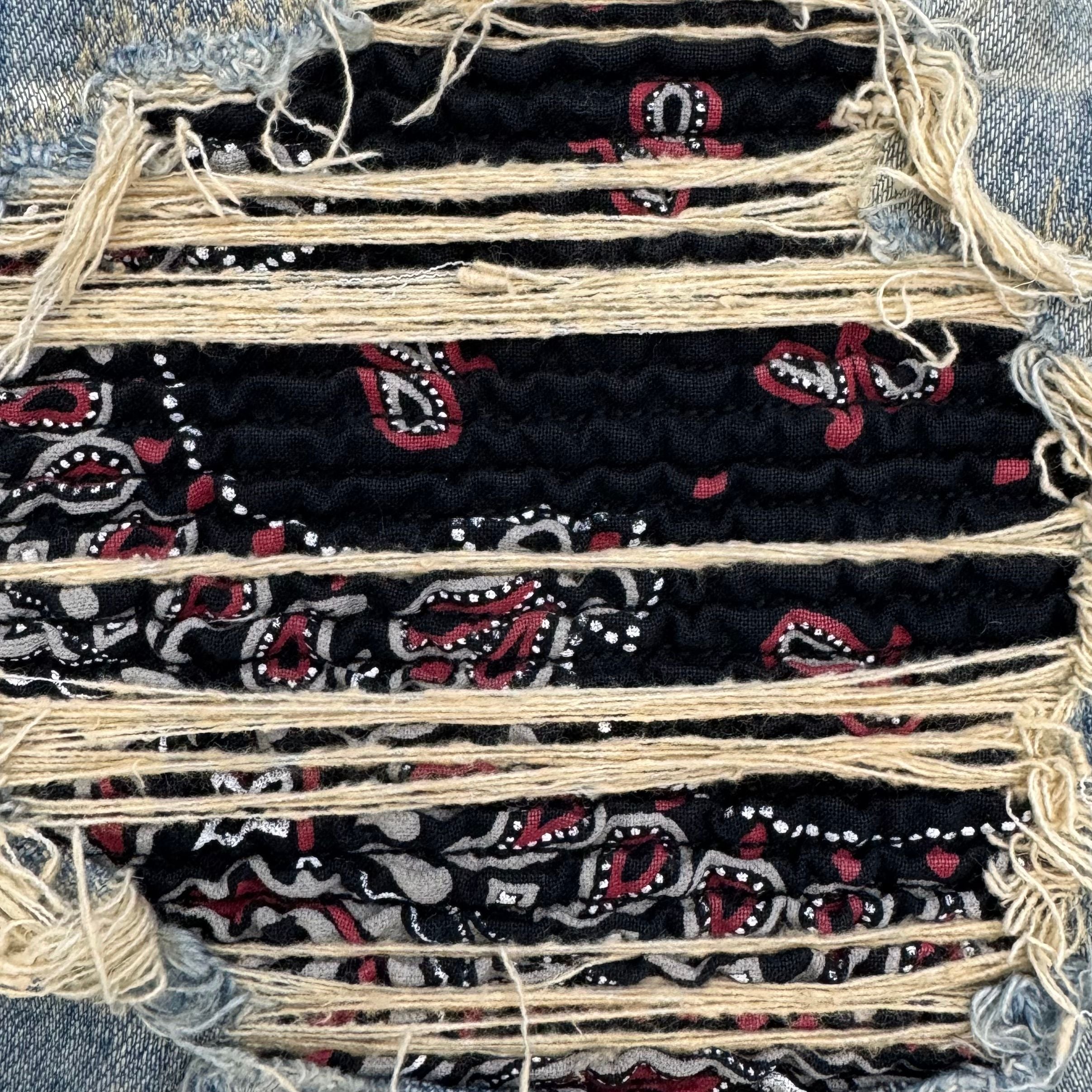 Amiri MX1 Cashew Bandana Patch Jeans (Dirty Indigo) - Preowned