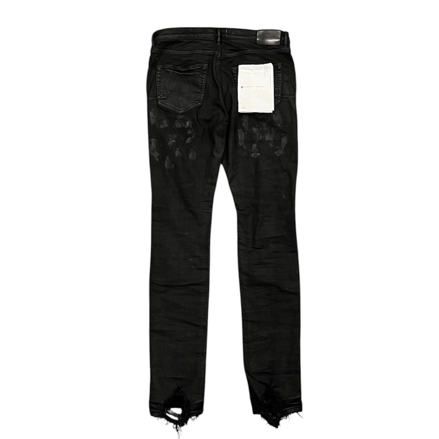Purple Brand Low Rise Coated Skinny Jeans (Black Oil Spill) - Preowned