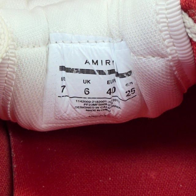 AMIRI Skel Top Low White Red Chenille - Preowned