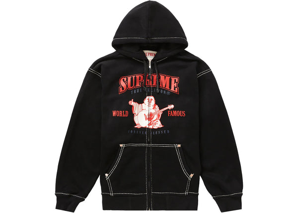 Supreme True Religion Zip Up Hooded Sweatshirt Black - Preowned