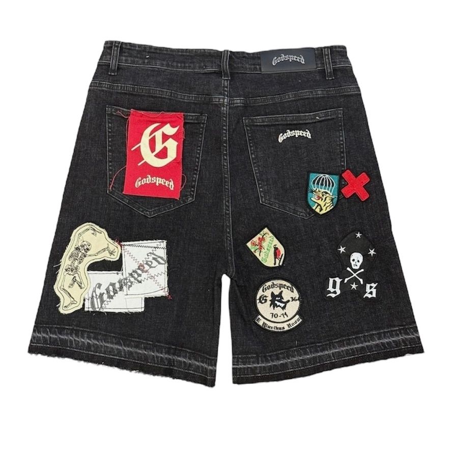 Godspeed Patchwork Denim Shorts (Black)