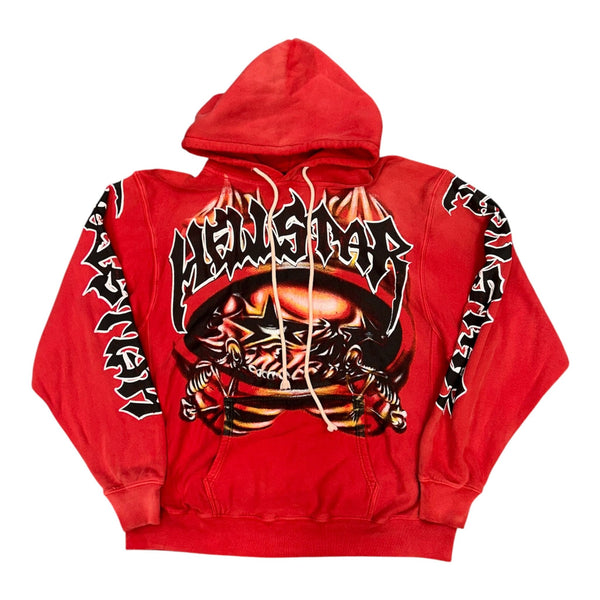 Hellstar Halloween Skeleton Airbrushed Hoodie Red - Preowned