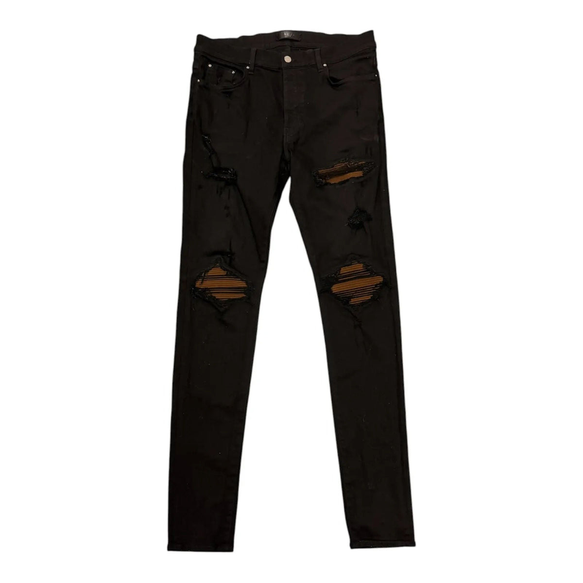 Amiri MX1 Ultra Suede Jean (Black/Brown Patch) - Preowned