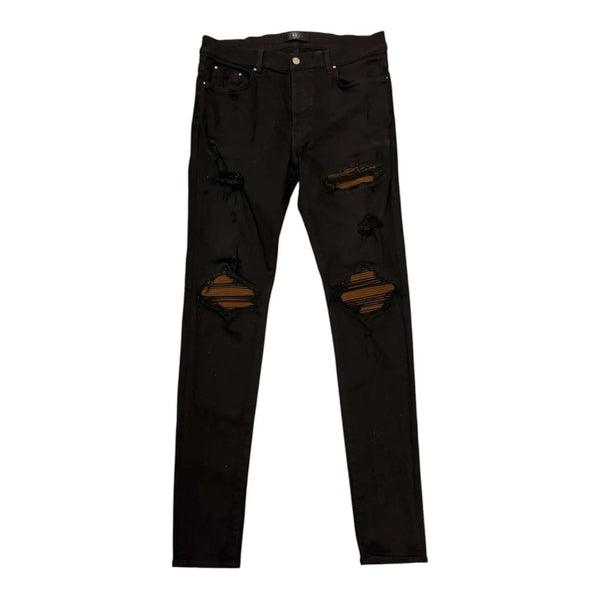 Amiri MX1 Ultra Suede Jean (Black/Brown Patch) - Preowned