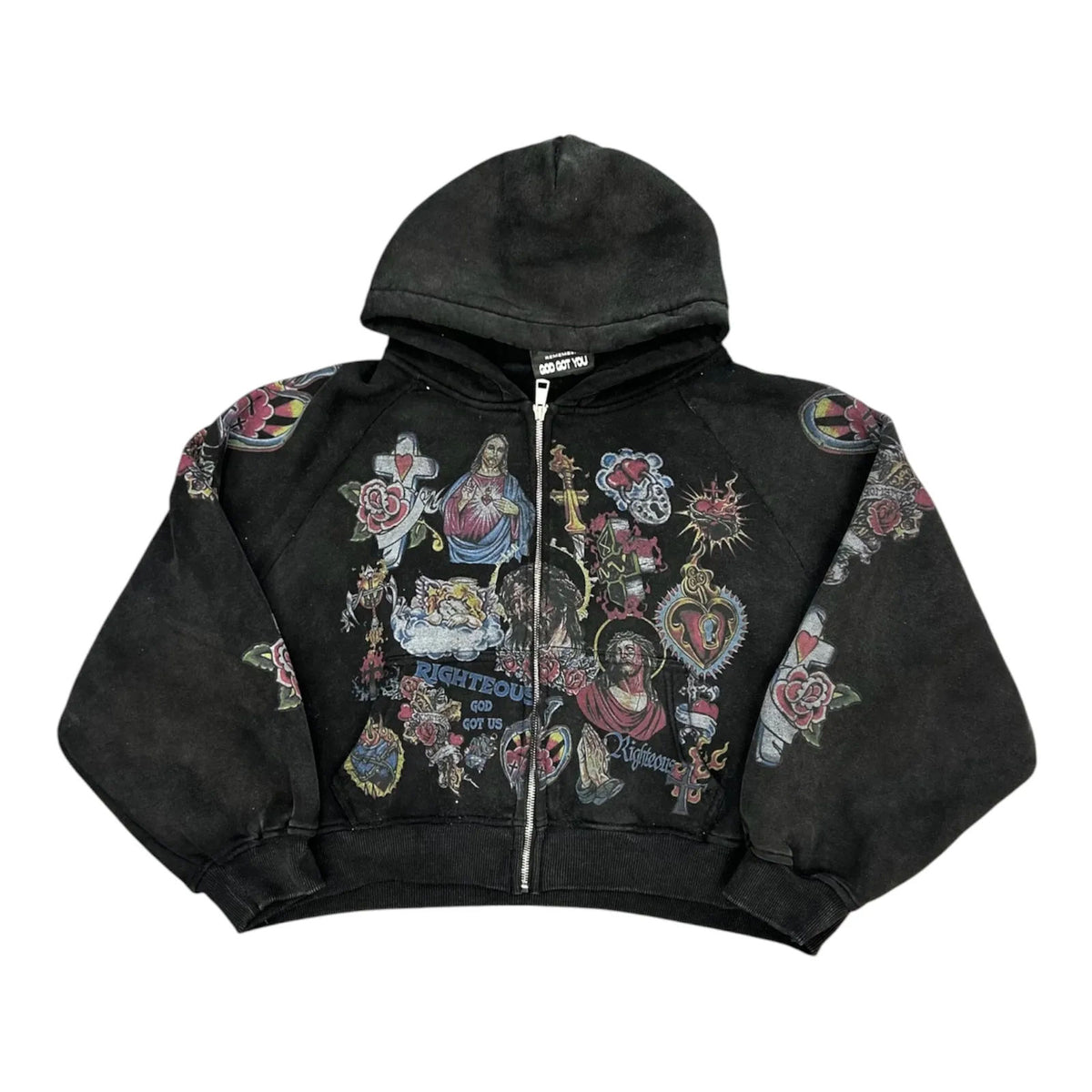 We Are Righteous Risen King Zip Up Hoodie (Black) - Preowned