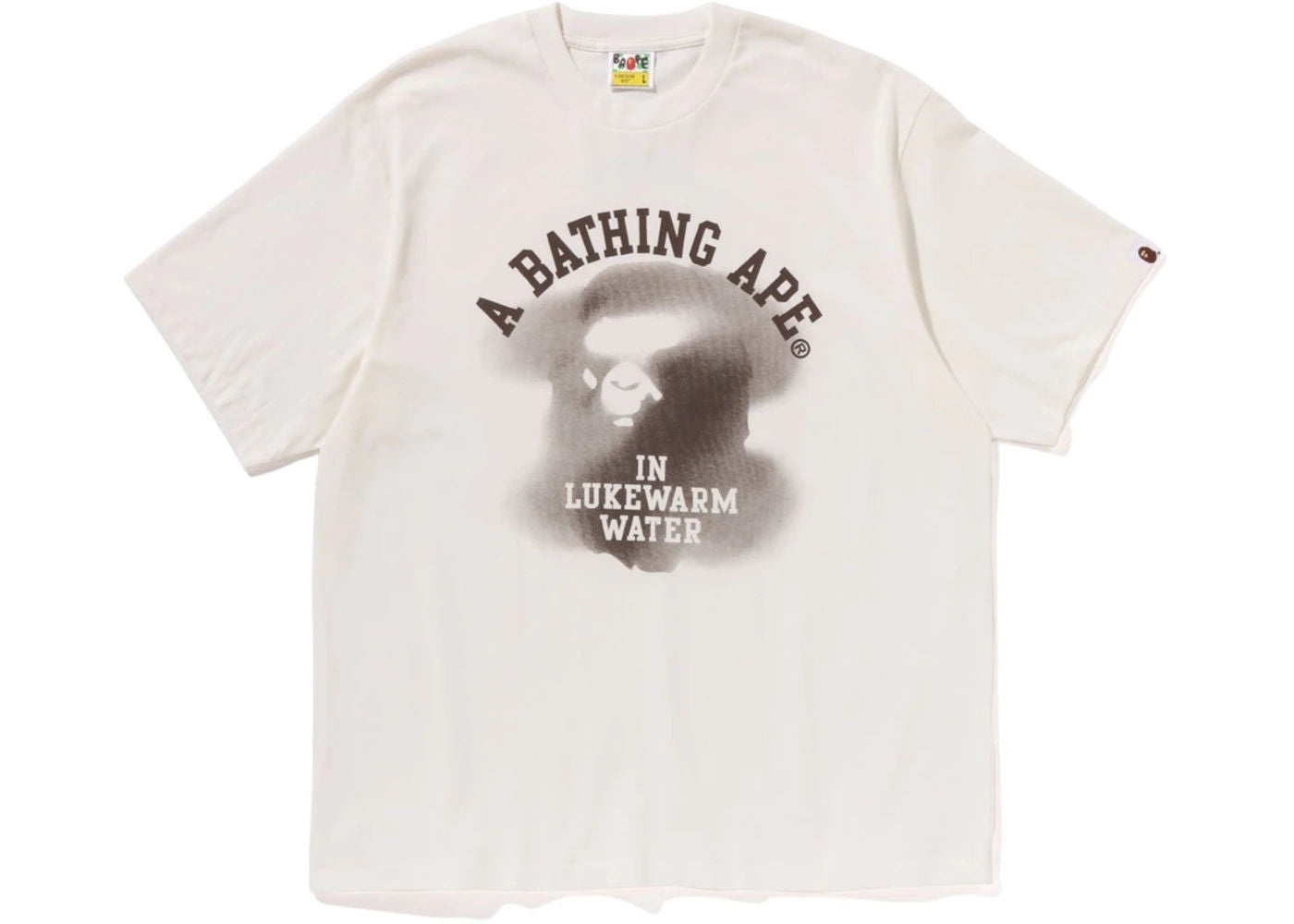 BAPE Water Print College Logo Relaxed Fit Tee White/Ivory - Preowned