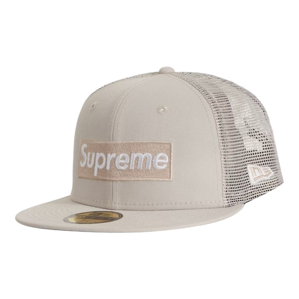 Supreme Box Logo Mesh Back New Era Hat (SS23) Stone