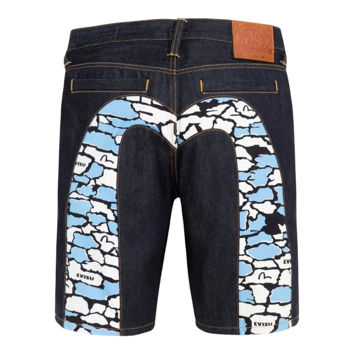 Evisu Ishigki Camouflage Inserted Daicok Denim Shorts - Preowned