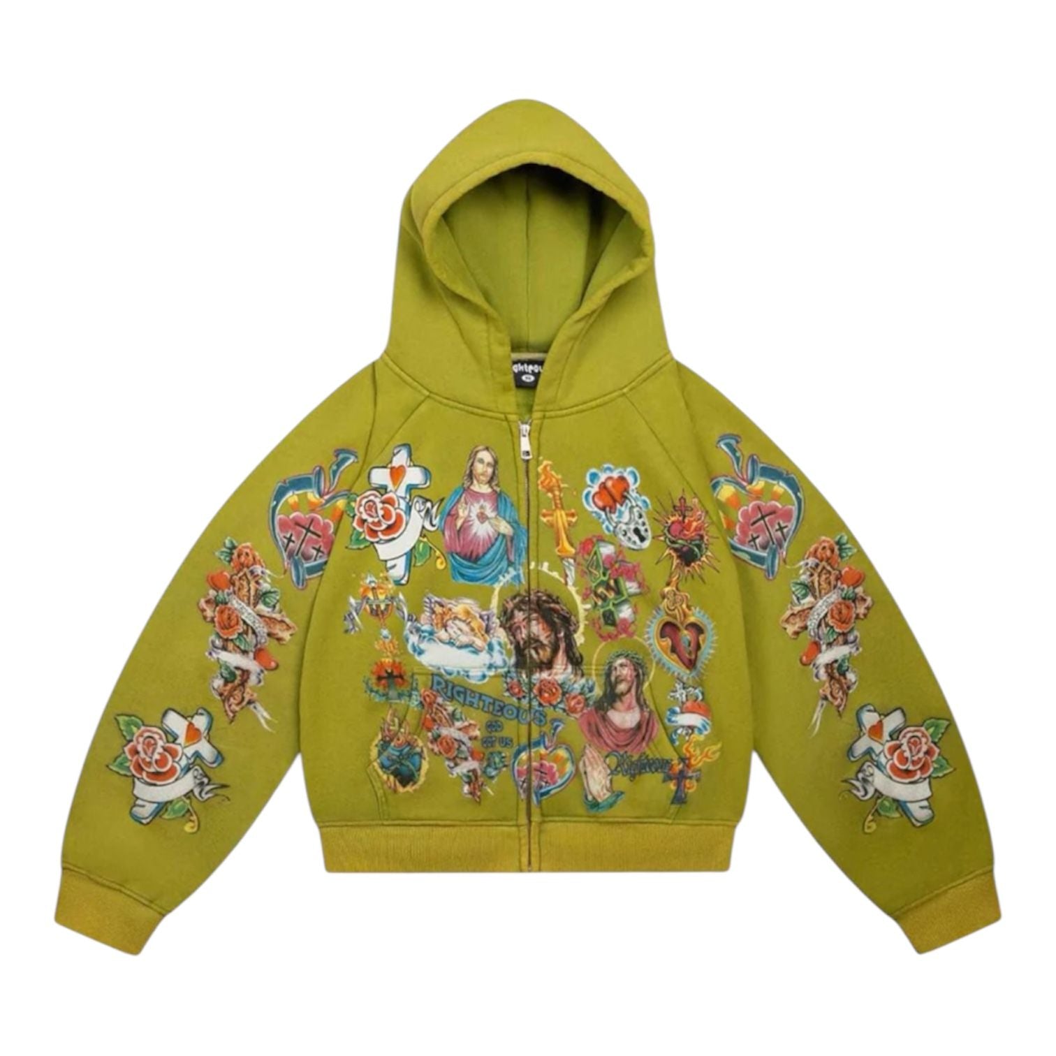 We Are Righteous Risen King Zip Up Hoodie (Green) - Preowned