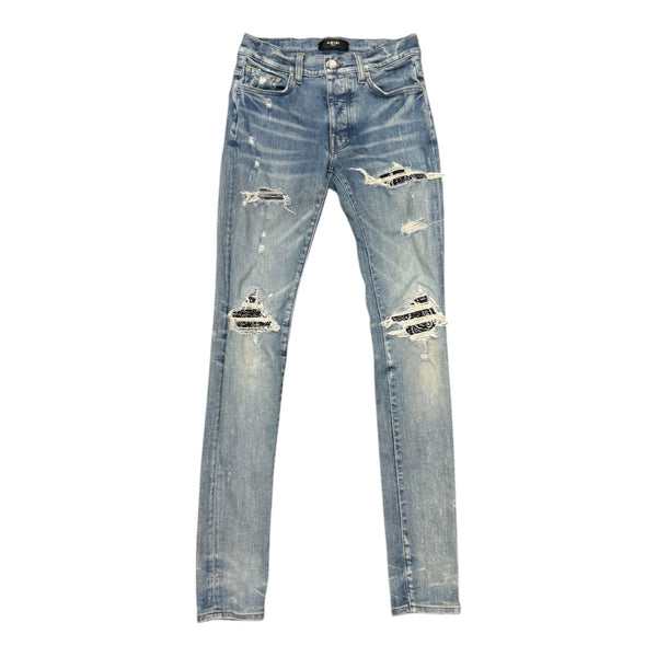 Amiri MX1 Black Bandana Patch Jeans (Indigo) - Preowned