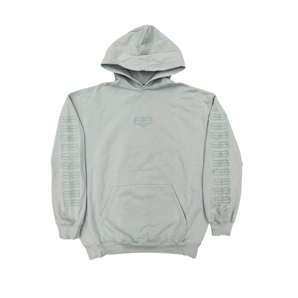 Baalenciaga Embroidered Logo Cotton Hoodie (Aqua Green)