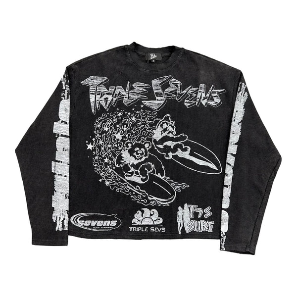 Triple 7's Surf Waffle Knit L/S Tee (Black)