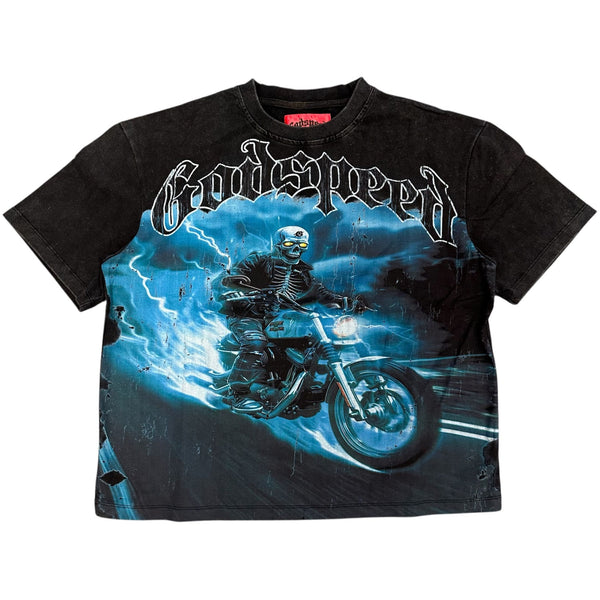 Godspeed Blu Flame Tee (Black Wash)