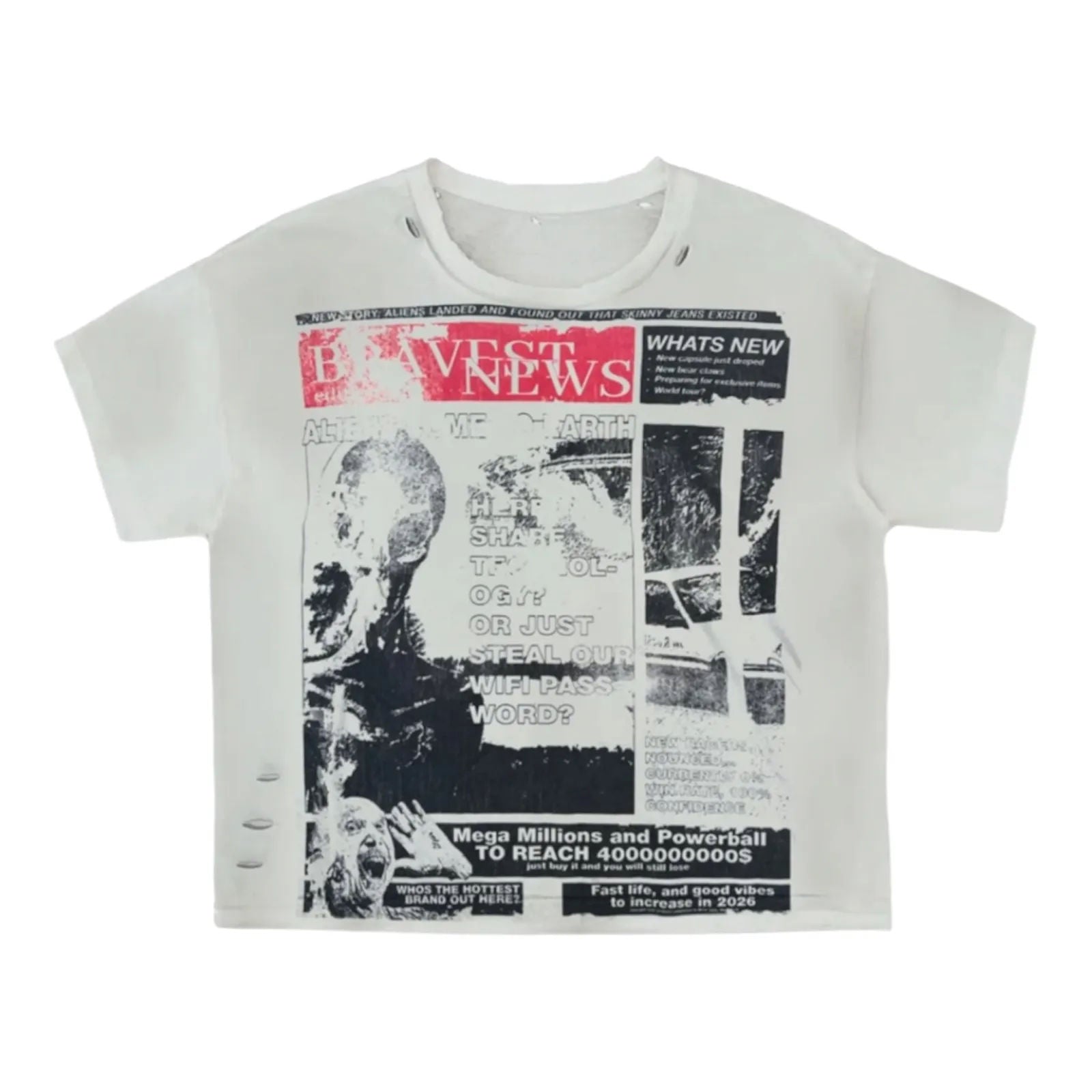 Bravest Studios Newspaper Tee (White)