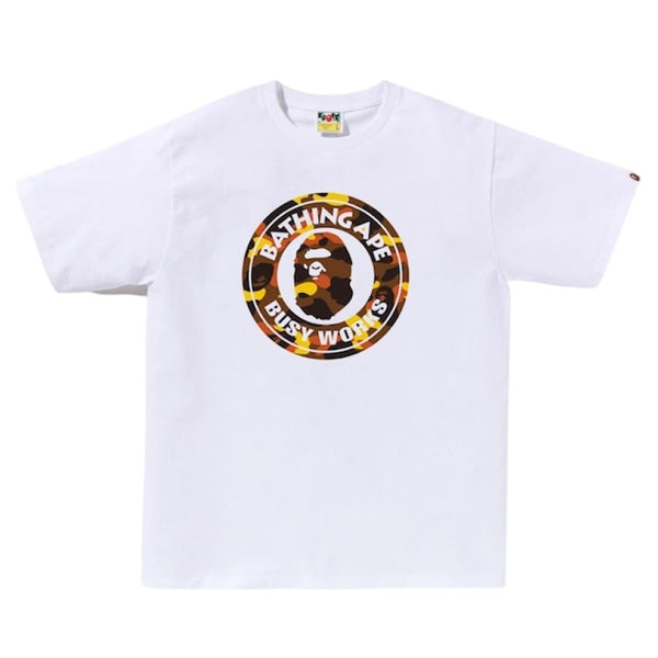 Bape 1st Camo Busy Works Tee (White/Orange)
