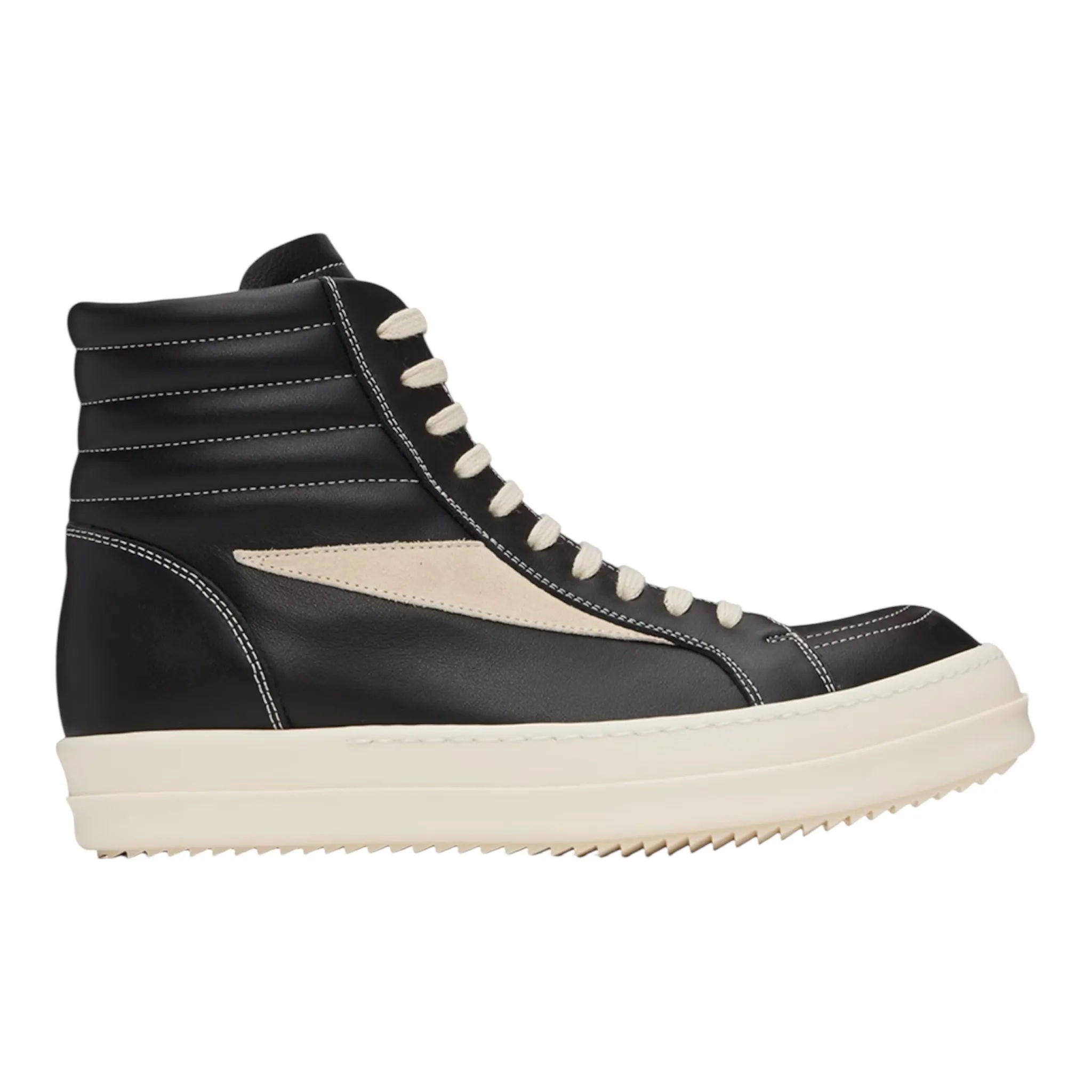 Rick Owen Vintage Leather High-Top Sneaker (Black/Milk)