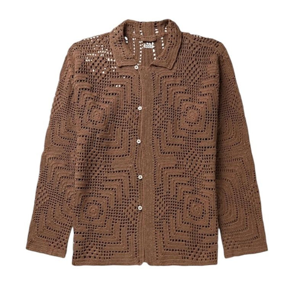 Bode Overdye Crochet Shirt (Brown)