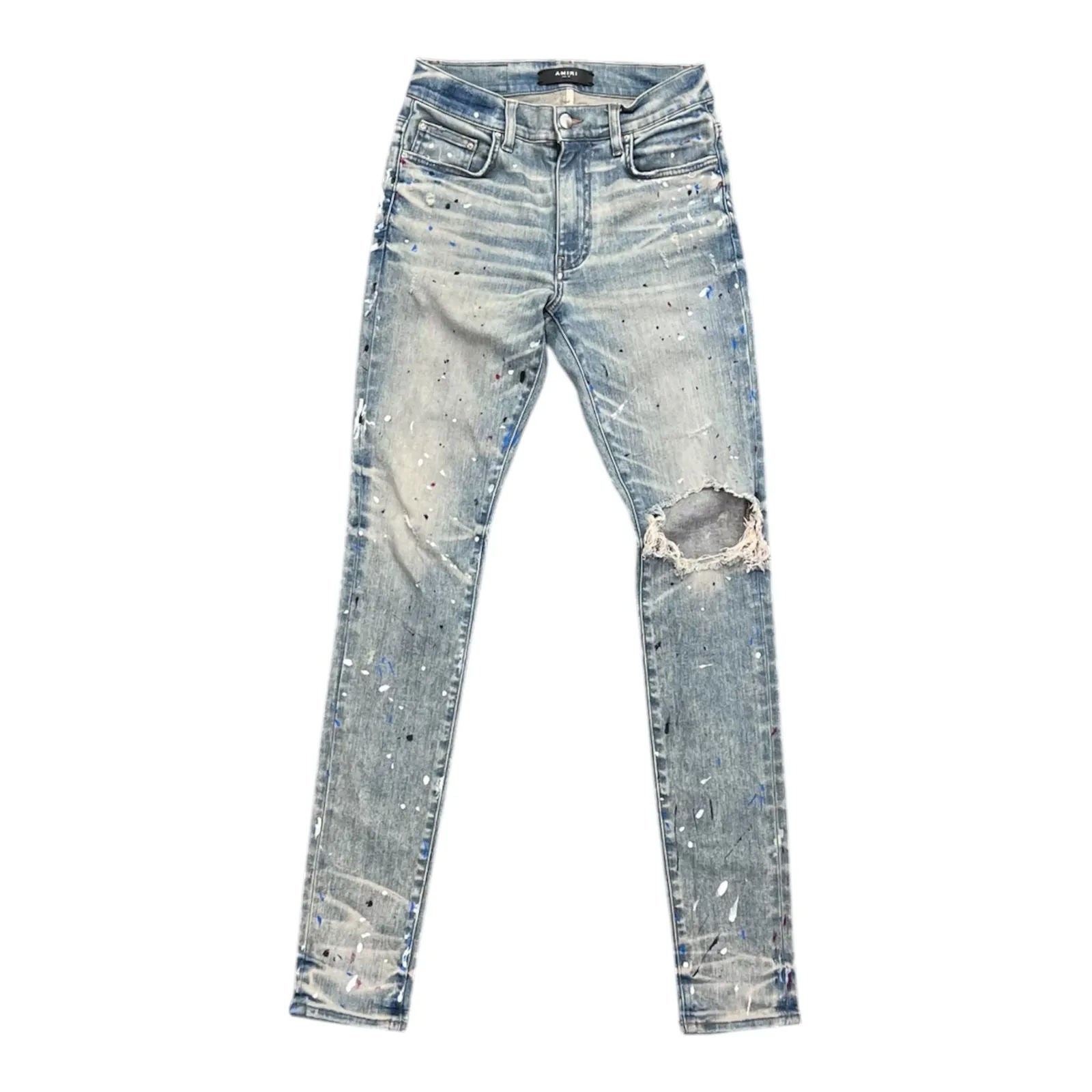 Amiri Paint Splatter Thrasher Blowout Jeans (Spotted Indigo) - Preowned