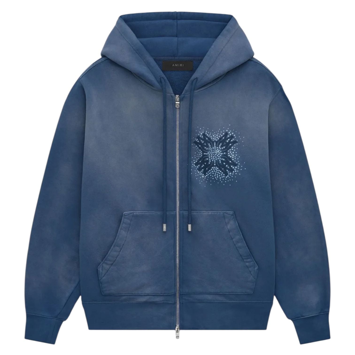 Amiri MA Quad Crystal Zip Hoodie (Blue) - Preowned