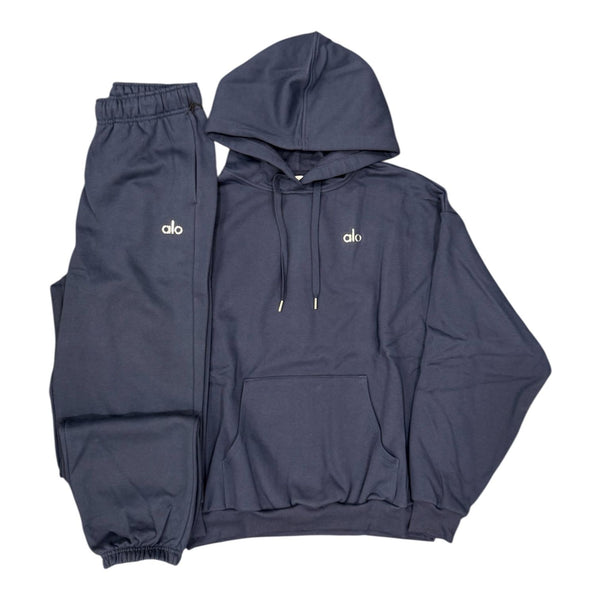 Alo Accolade Pullover & Accolade Cuffed Sweatpants Set (Navy)