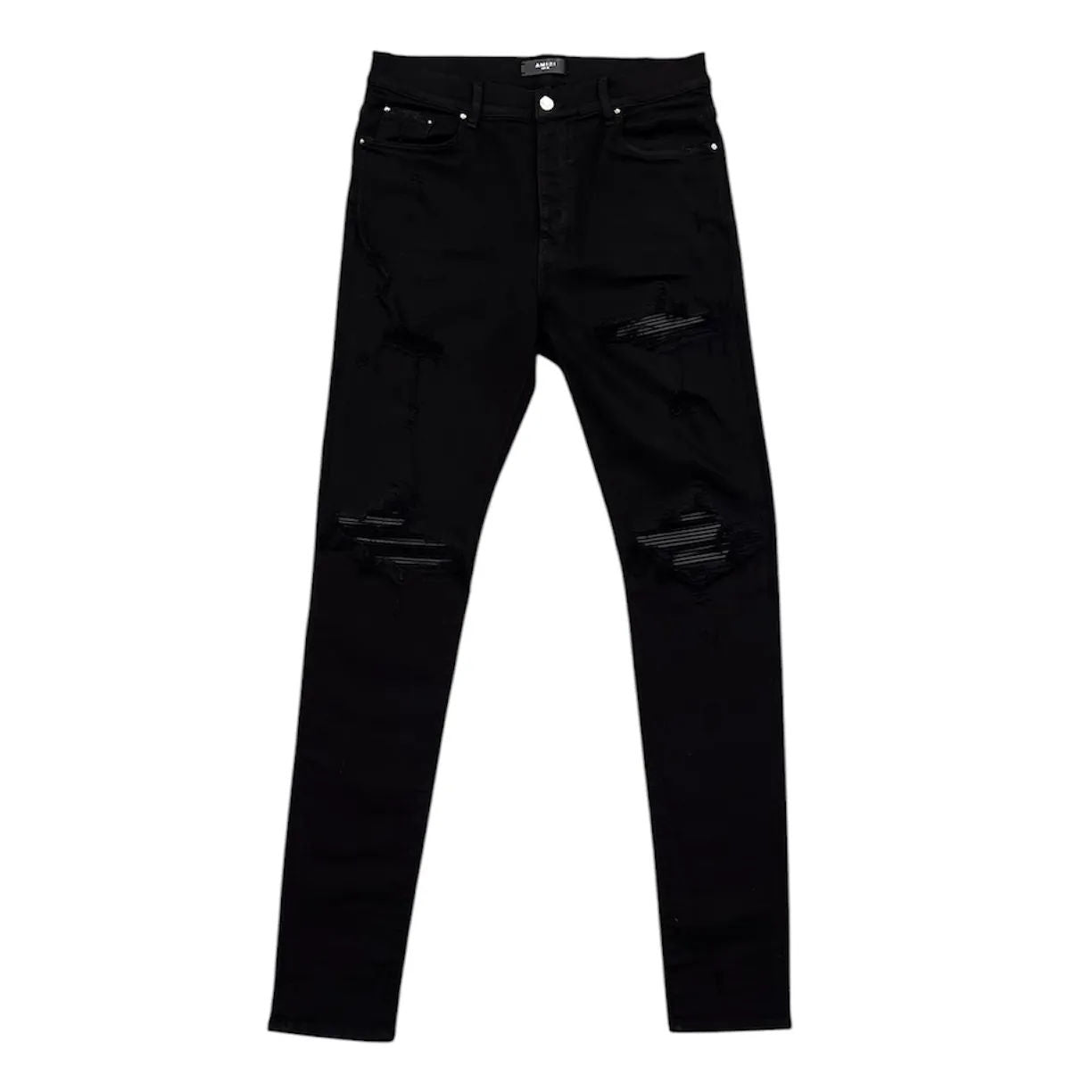 Amiri Mx1 Black Leather Patch Jean (Black) - Preowned