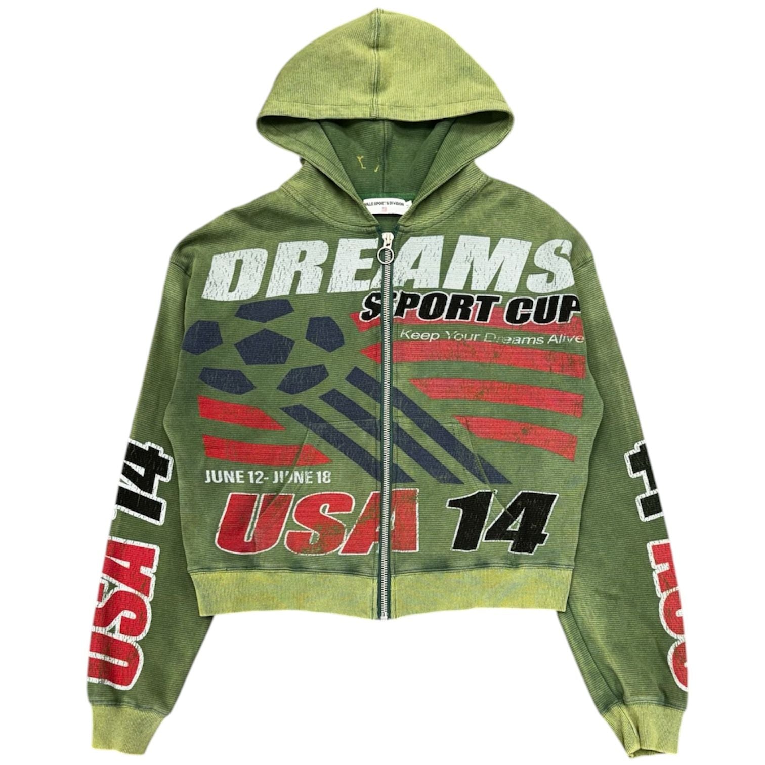 Vale Forever USA14 Thermal Zip-Up Hoodie (Washed Green) - Preowned