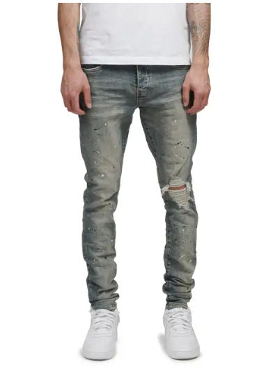 Purple Brand Slim Stretch Ripped Jeans (Mid Indigo Destroy Paint)