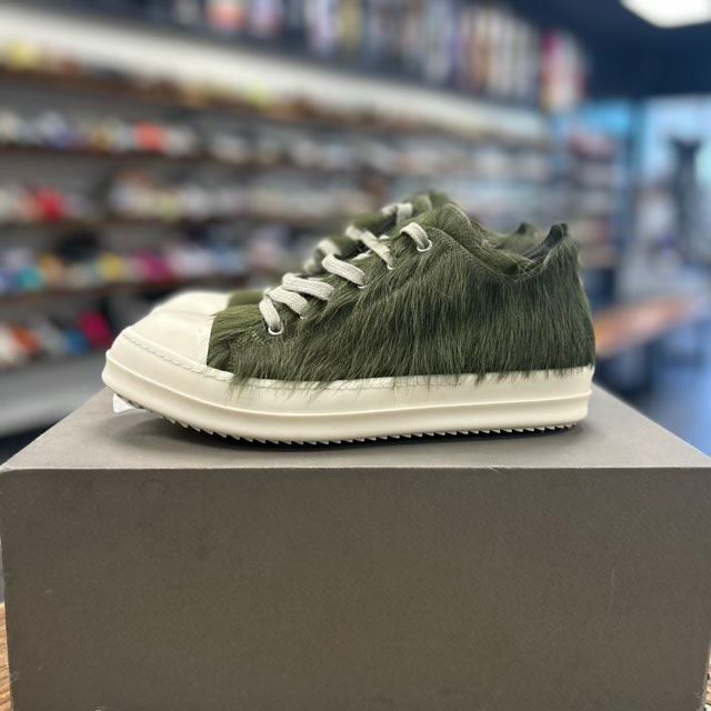 Rick Owen Ramone Pony Hair Low (Green) - Preowned