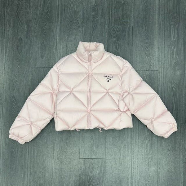 Prada Re-Nylon Gabardine Cropped Down Jacket (Pink) - Preowned