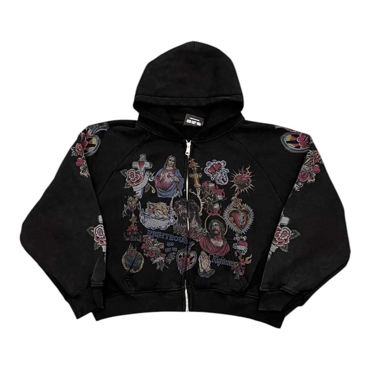 We Are Righteous Risen King Zip Up Hoodie (Black) - Preowned
