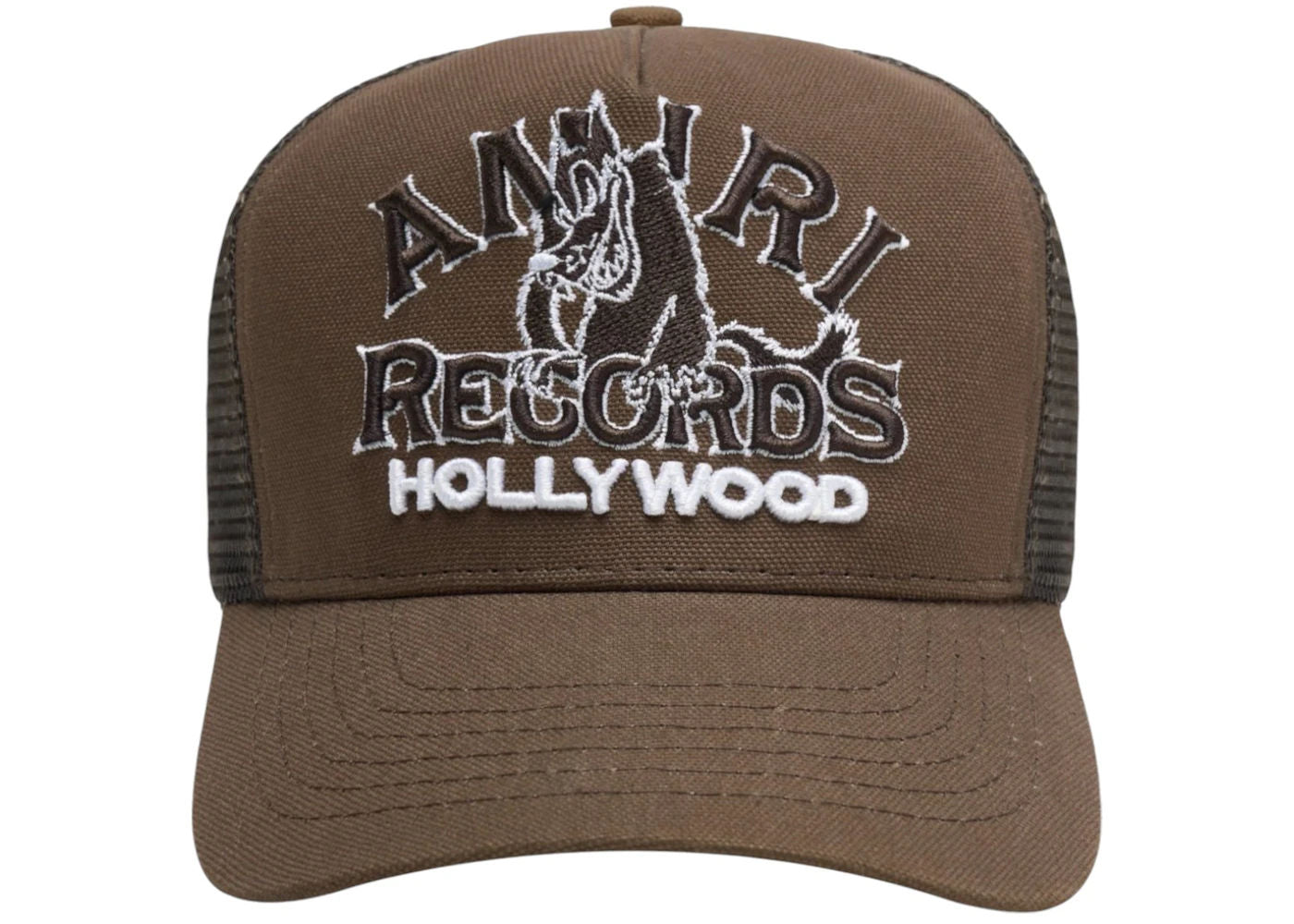 AMIRI Wolf Logo Trucker Hat Acorn