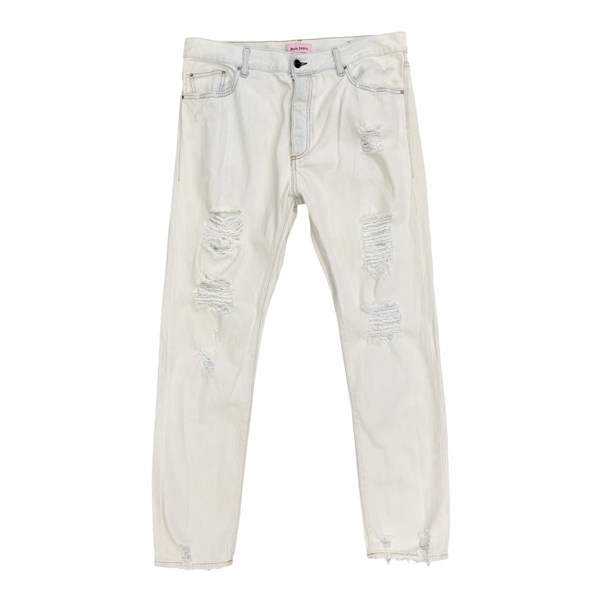 Palm Angels Distressed Jeans (Cream) - Preowned