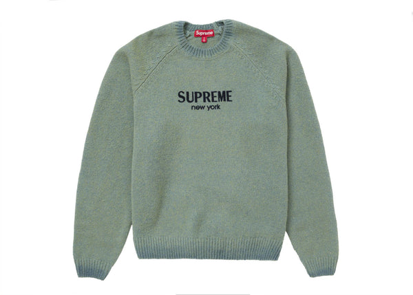 Supreme Flocked Logo Sweater Green - Preowned