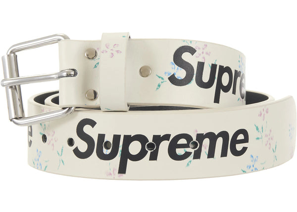 Supreme Repeat Leather Belt (FW25) White