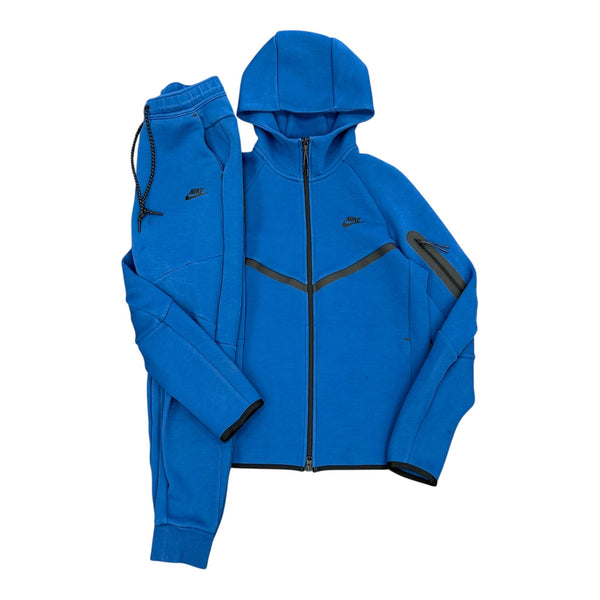 Nike Tech Fleece Full Zip Hoodie/Pant Set Royal Blue/Black - Preowned
