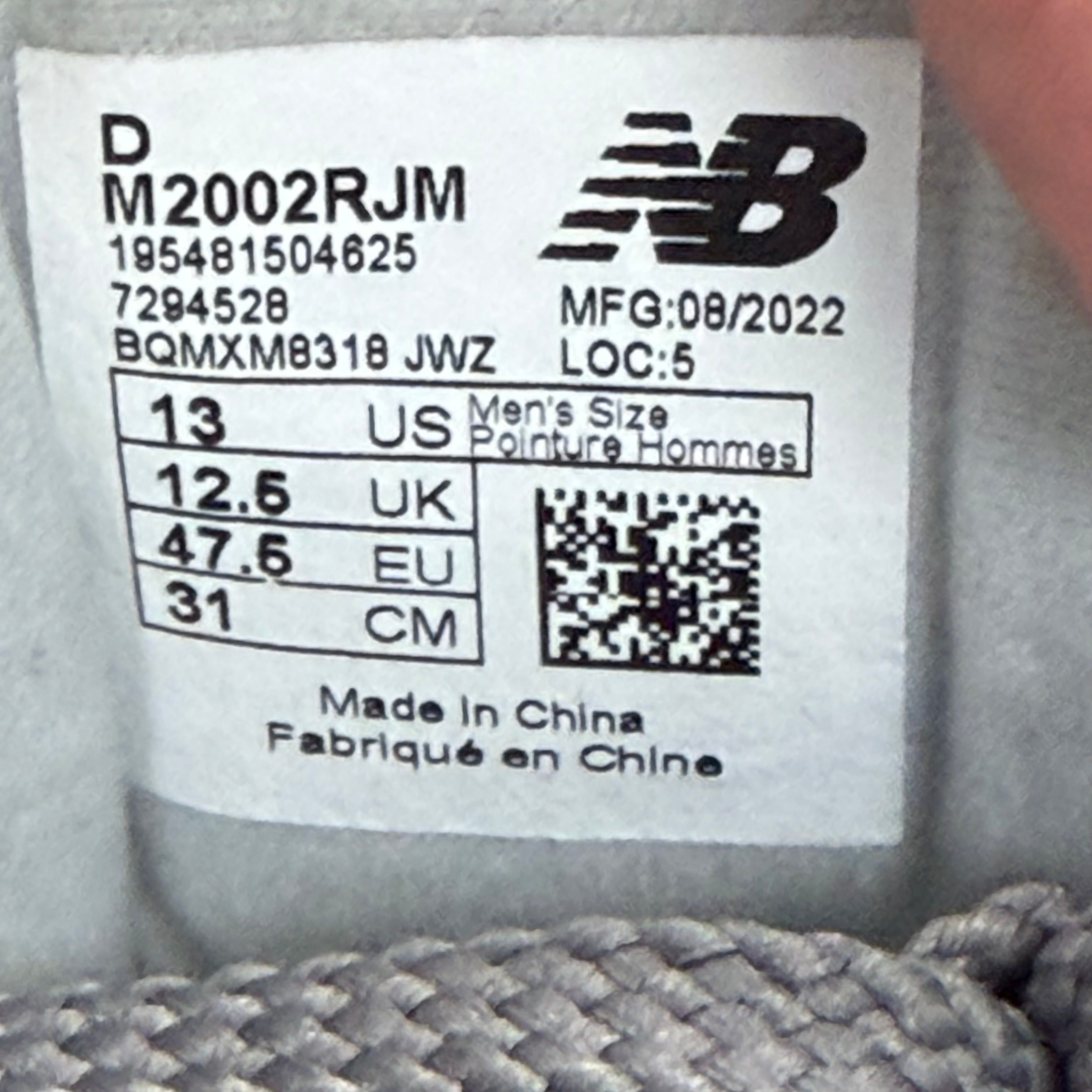 New Balance 2002R Grey White - Preowned