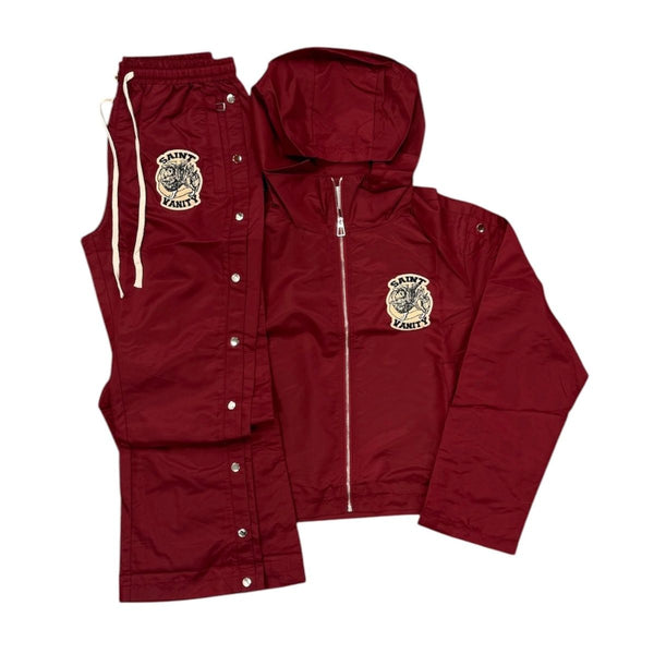 Saint Vanity Nylon Hooded Tracksuit (Burgundy)