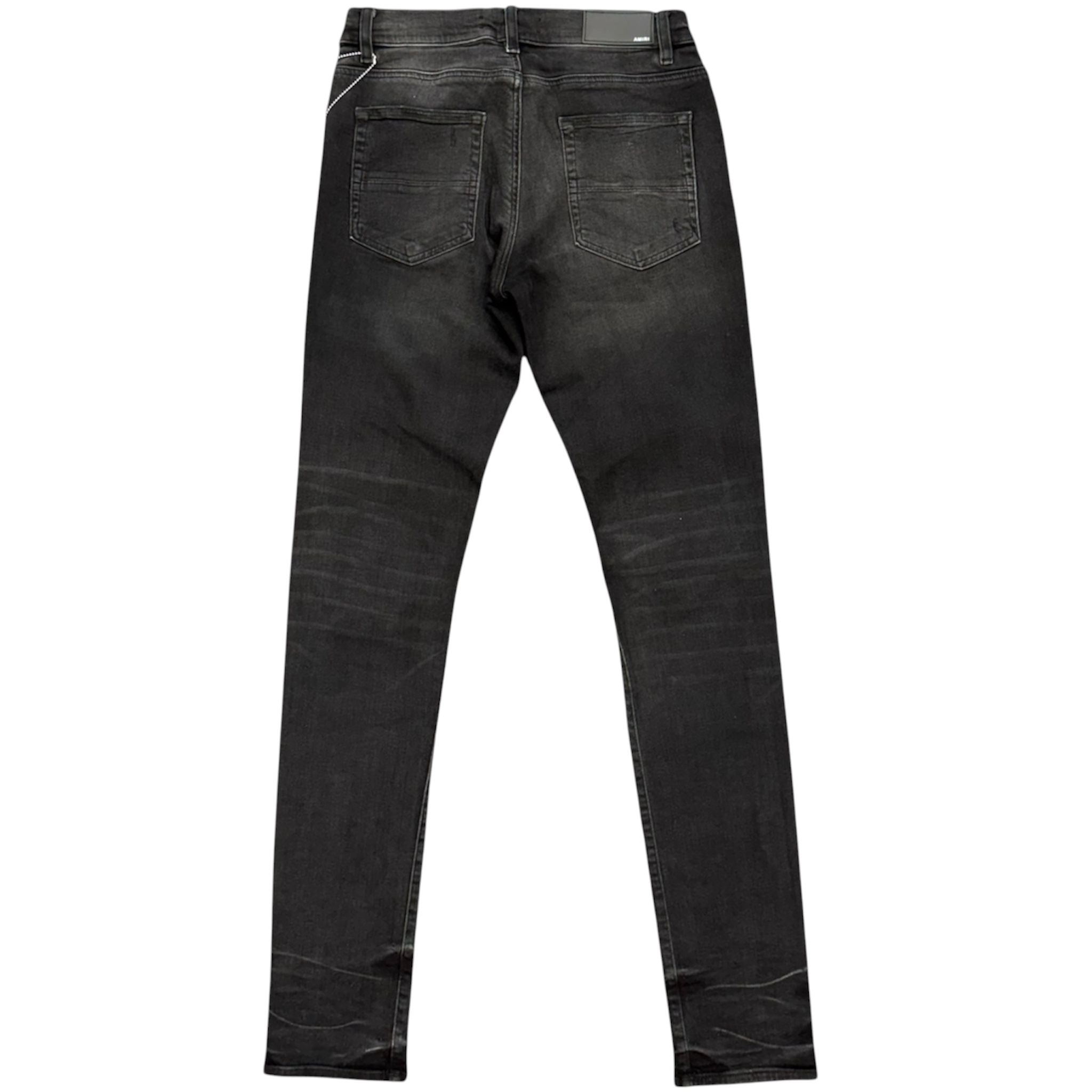Amiri MX1 Black Leather Patch Jean (Black Wash)