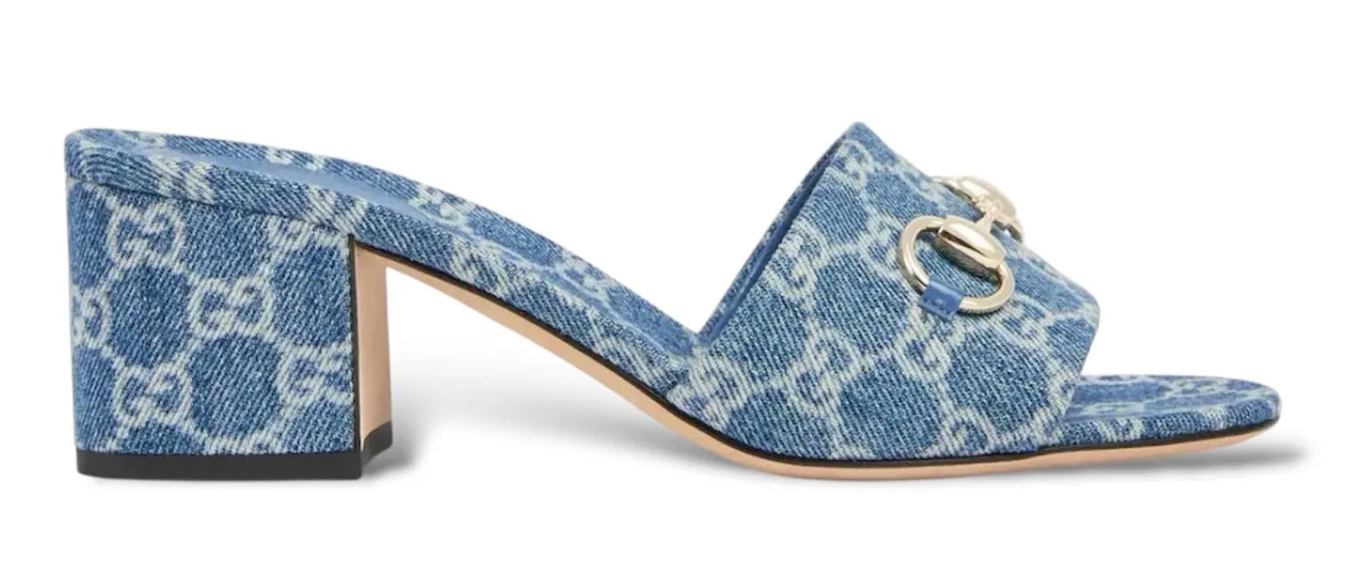 Gucci Horsebit Denim Slide Sandal (Women's)