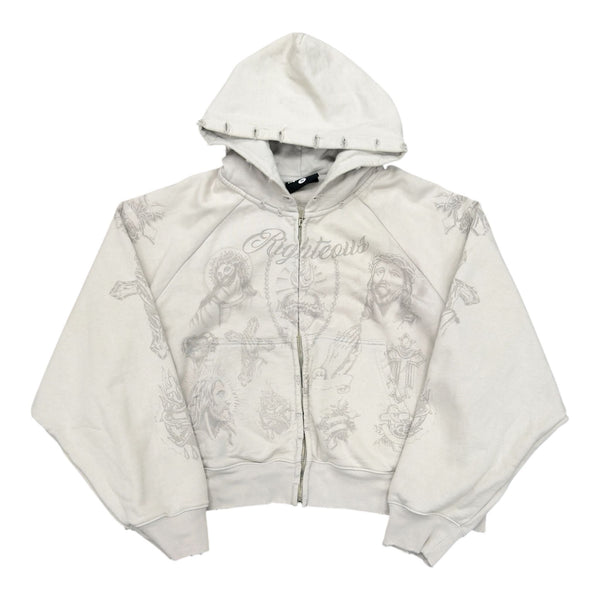 We Are Righteous Tattoo Zip Up Hoodie (Grey) - Preowned