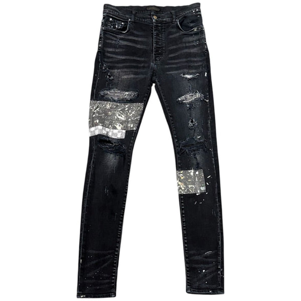 Amiri Mx1 Bandana Patchwork Jeans (Black) - Preowned