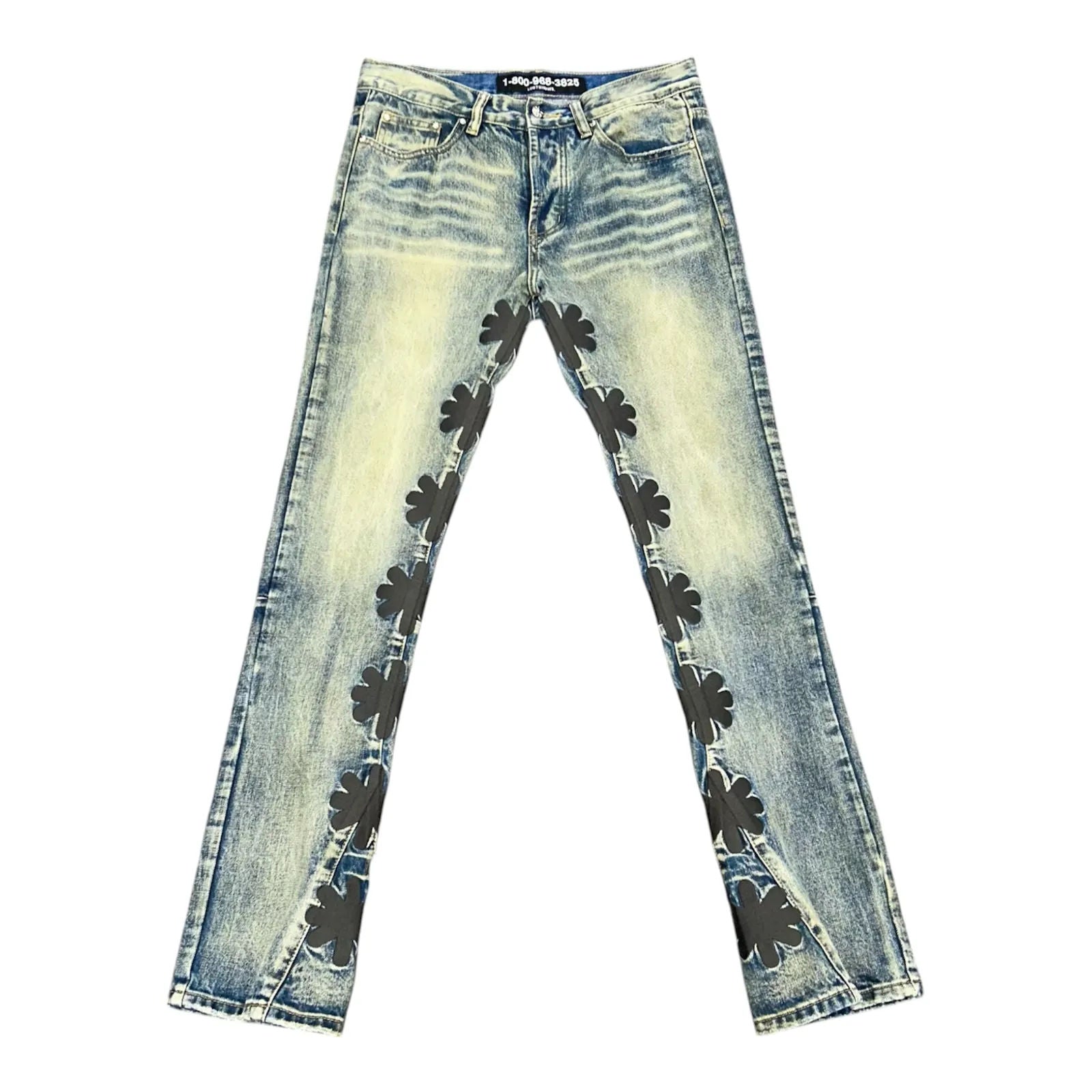 LOSTSHDWS Sun Logo Flared Denim Jeans (Light Wash/Charcoal) - Preowned